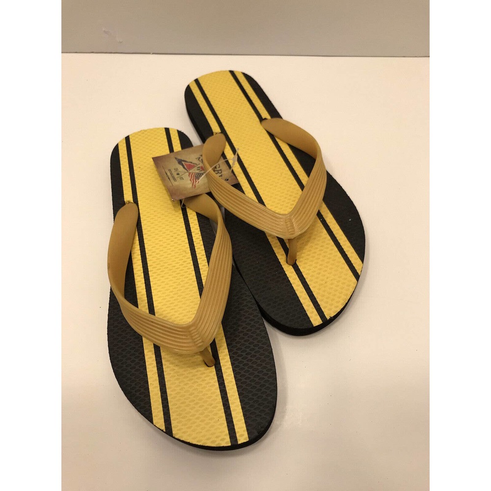 Rugby Assn Women's Thong Sandals Flip-Flops Black/Yellow Size 7 New
